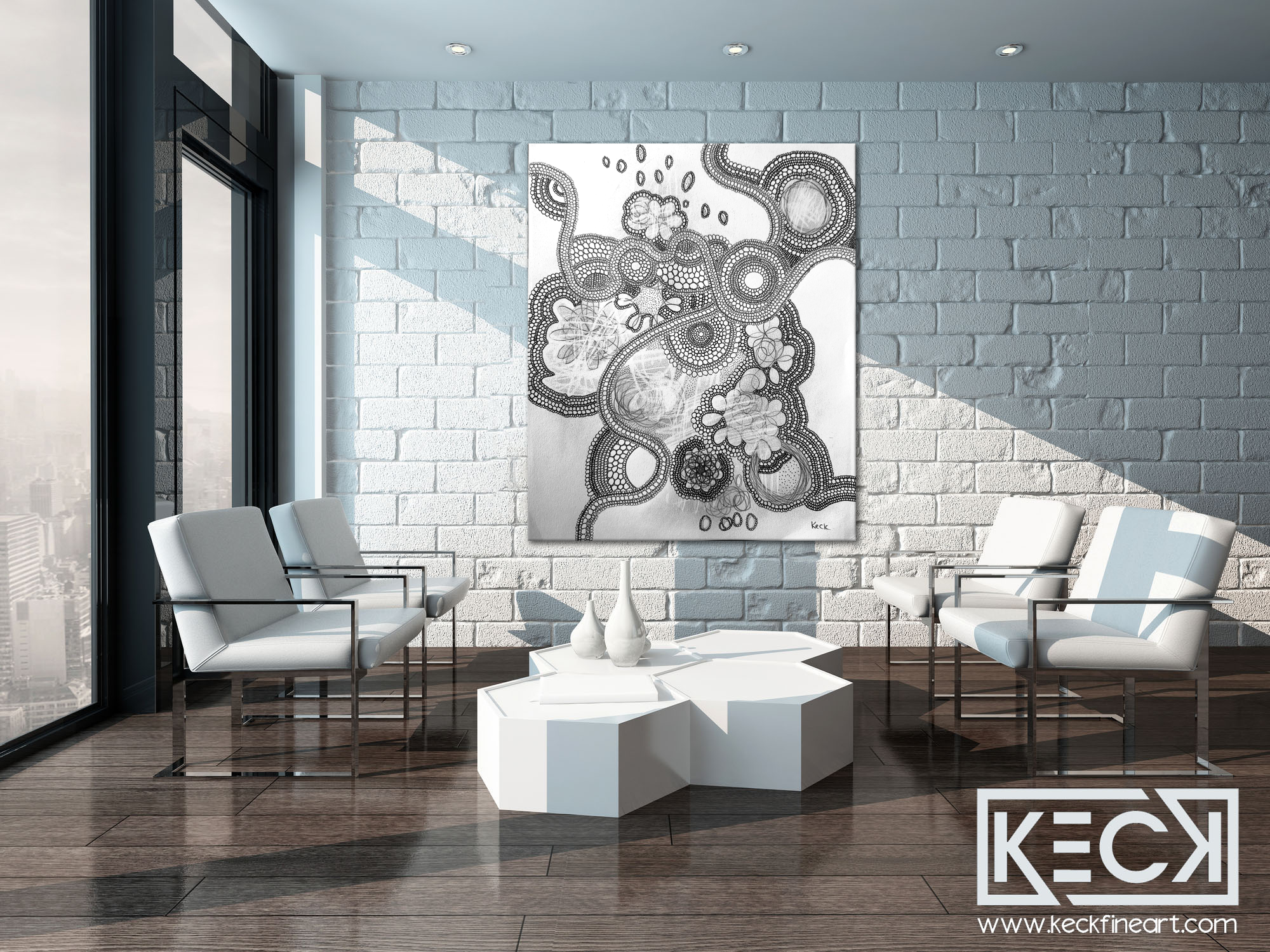 Black & White Art <br> Canvas Art Print <br>of Circle Drawing #271