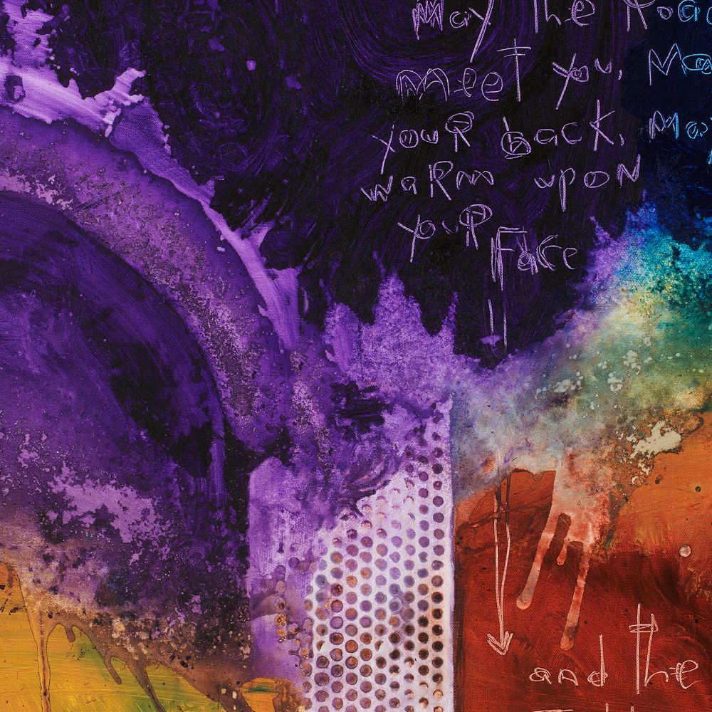 Michel Keck's colorful abstract art print with Irish Blessing 