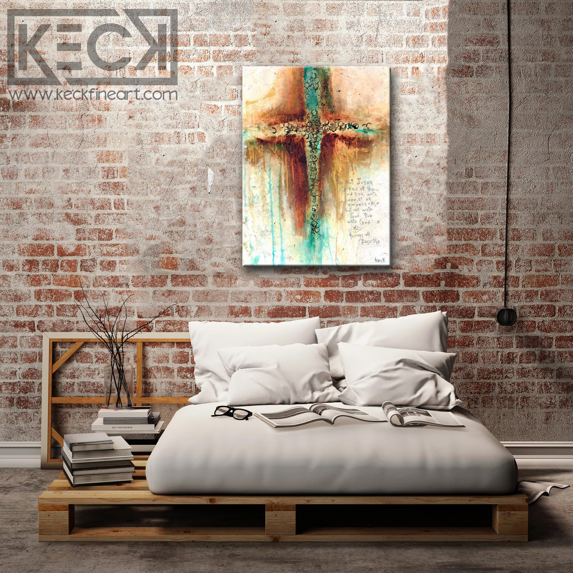 You may see knock offs of Keck's original cross art paintings.  If you are not buying from this website you are buying a counterfeit Keck michel keck cross art print.  Please support original artists do not buy Keck's art if it is not being sold on this website it is a fake.