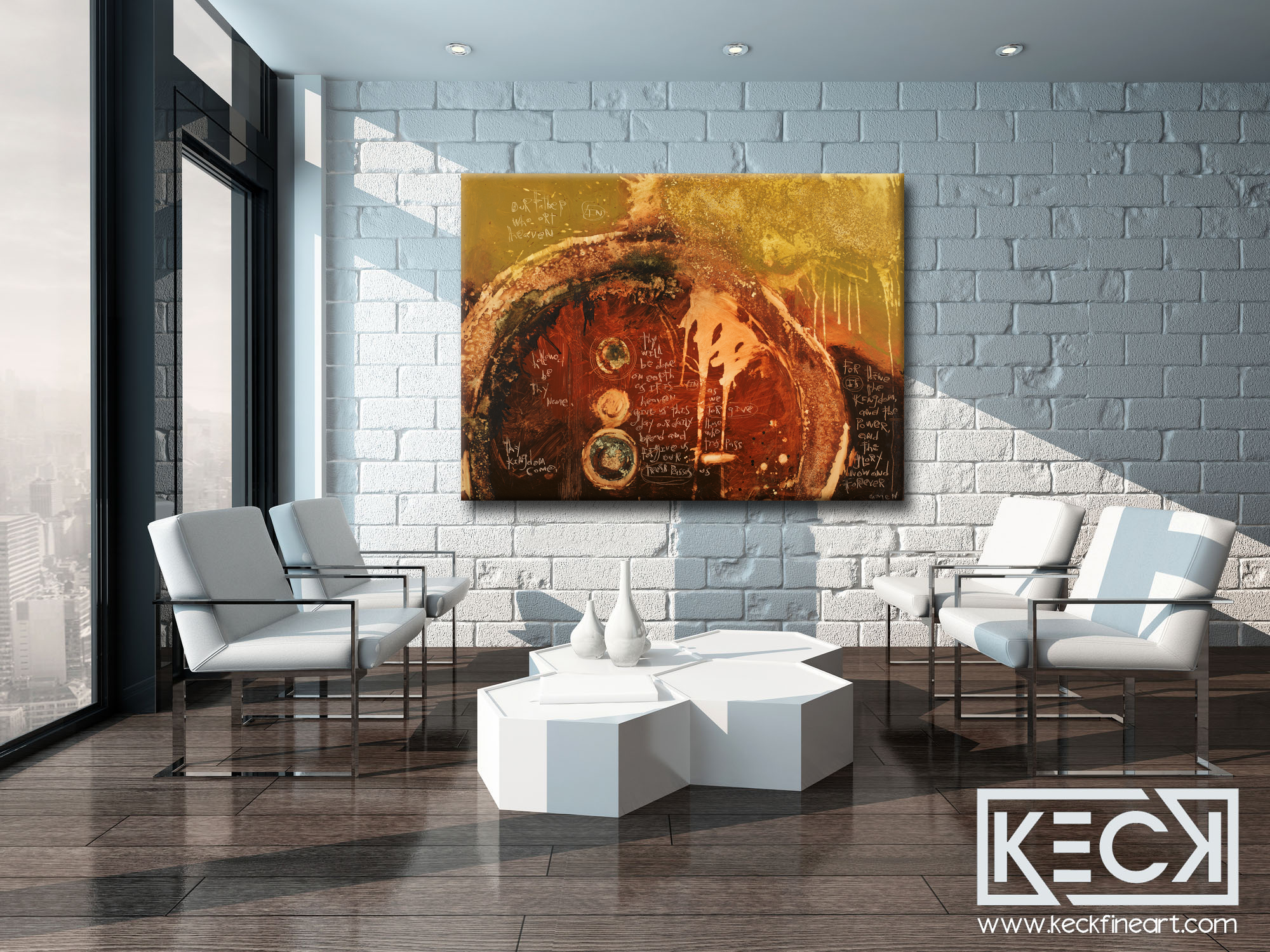 Earthy Raw Abstract Scripture and Prayer Art Paintings and Prints by Michel Keck.