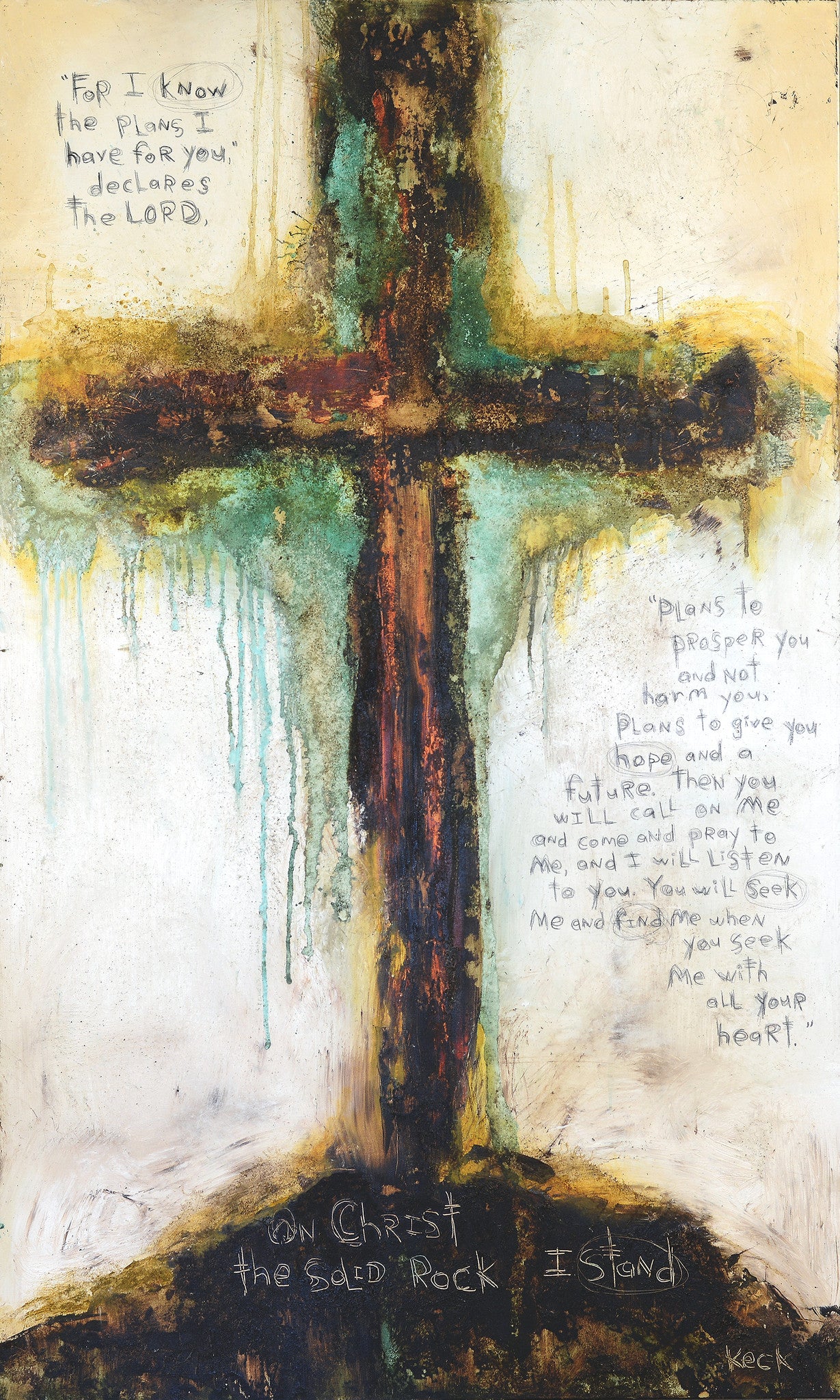 For I know the plans I have for you declares the Lord abstract cross art print. 