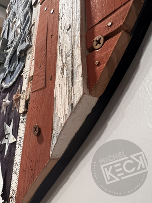 Found Object American Flag HEARTS. Red White Blue Old Glory Wall Sculptures by Michel Keck