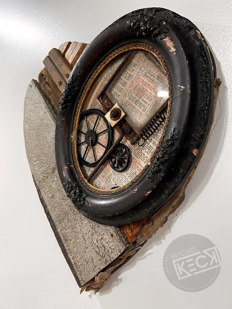 junk recycled assemblage heart wall sculpture