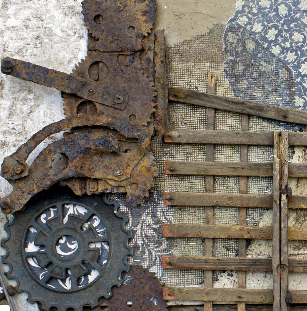 Mixed Media Assemblage<br>Abstract Wall Art Made From<br>Found & Recycled Objects<br>Title: Just Because
