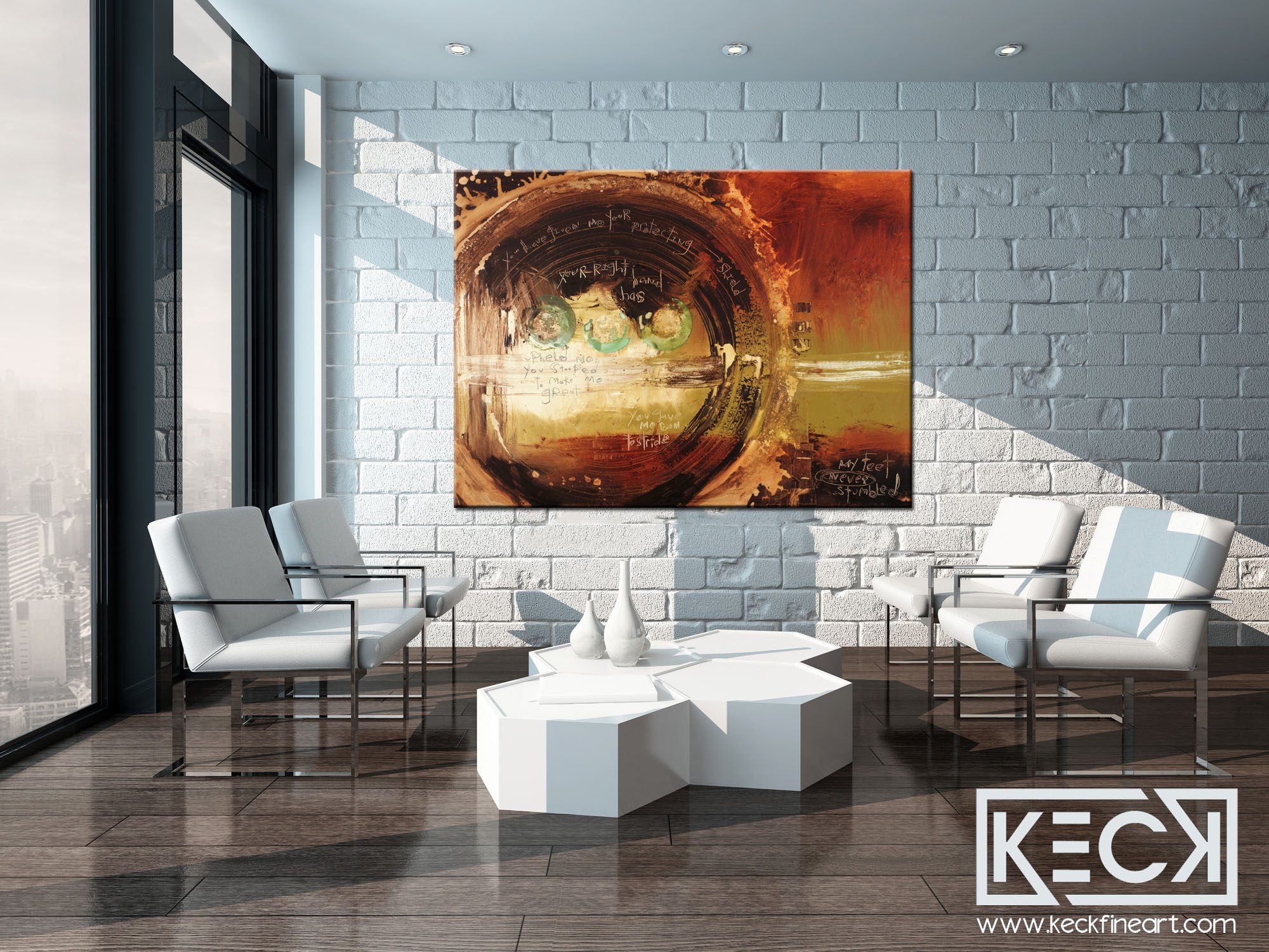 Abstract art with bible verses incorporated. Modern and upscale religious art.