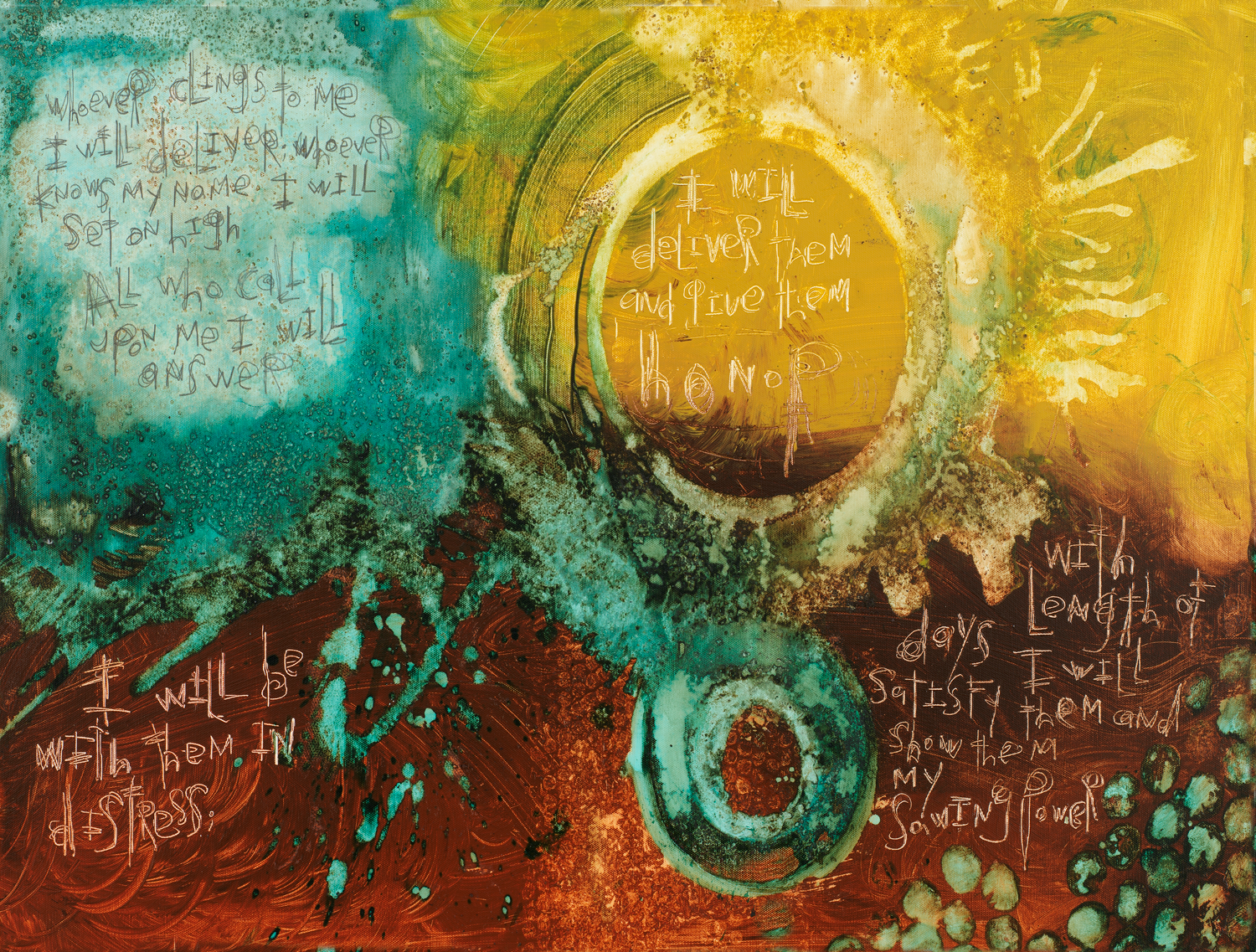 Abstract Scripture Art Prints Psalms 91 by Michel Keck whoever clings to me I will deliver