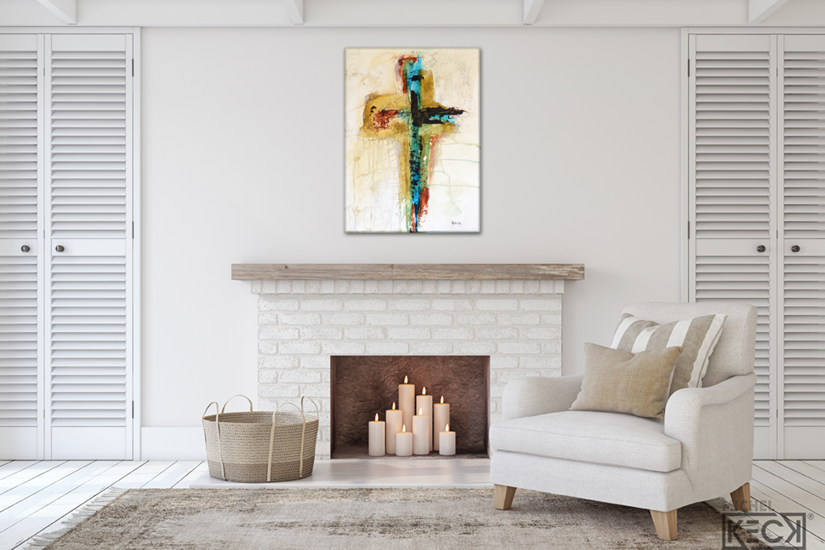 Abstract cross art paintings and prints by The Cross Artist Michel Keck.