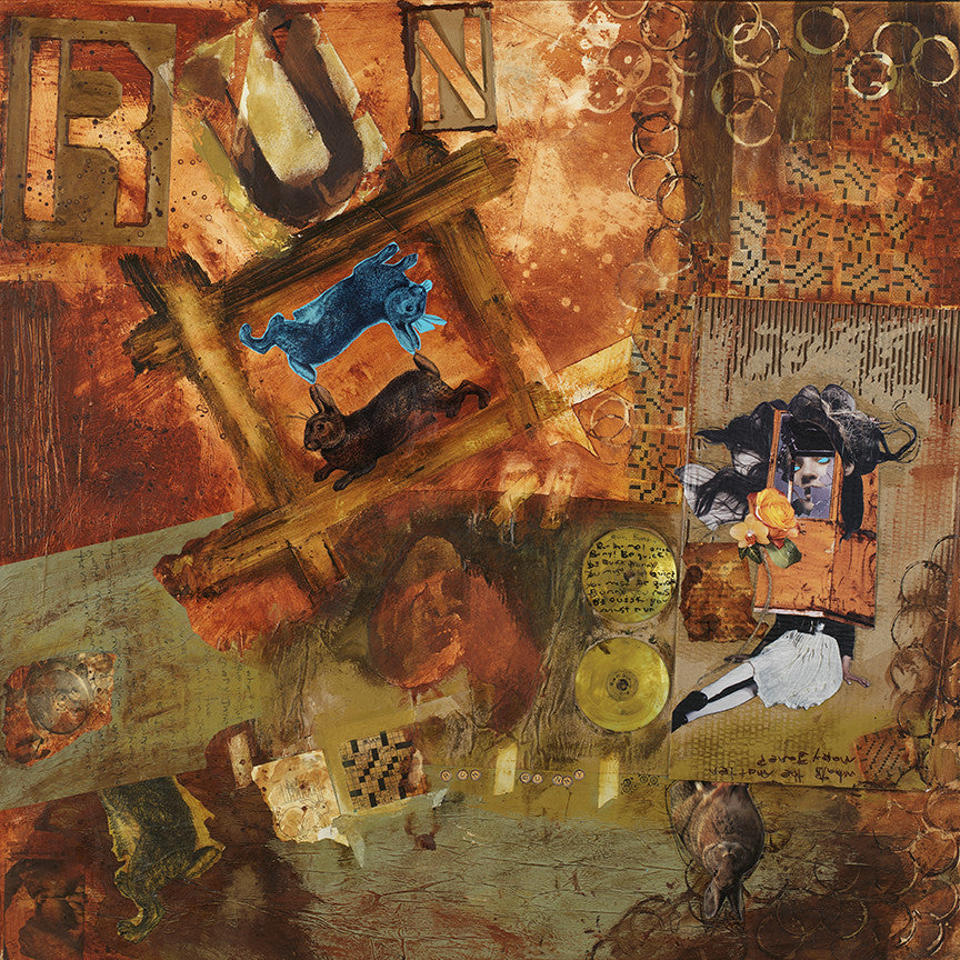 MIXED MEDIA ART Canvas Print of Run Bunny