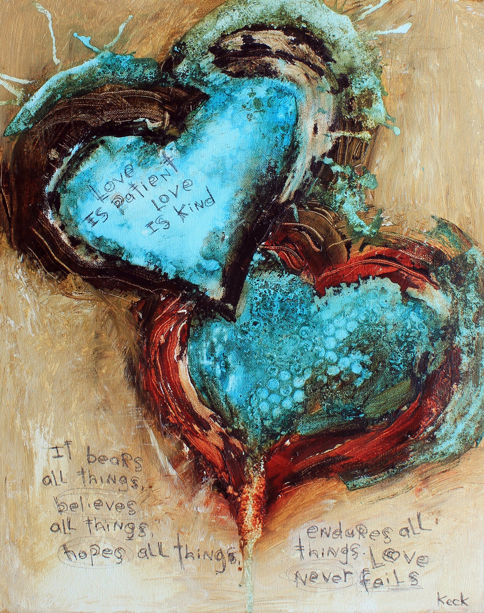 Abstract Scripture Heart<br> Canvas Print<br> 1 Corinthians 13 Verse