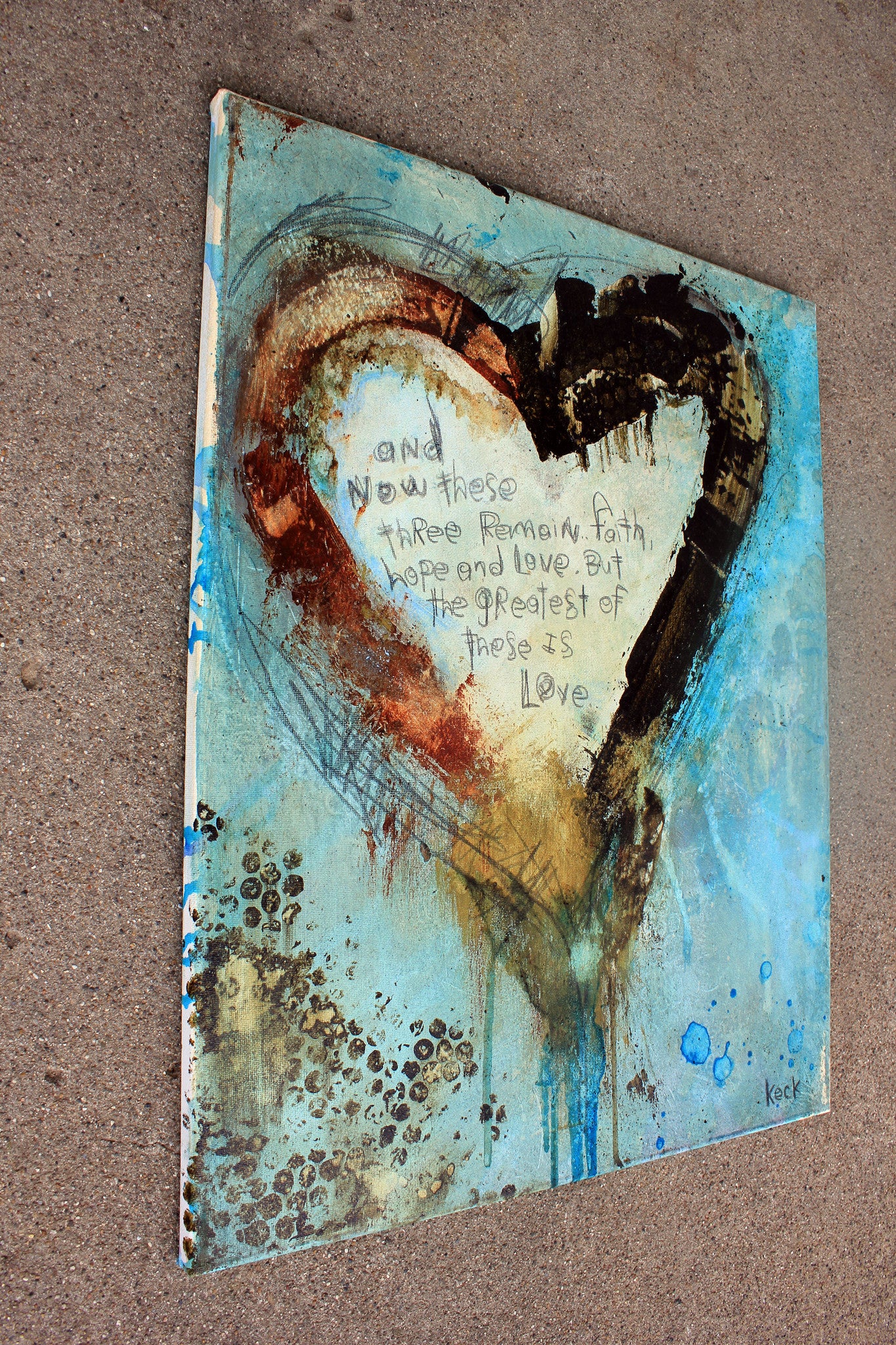 Abstract Scripture Heart<br>Canvas Print<br>1 Corinthians 13 Verse