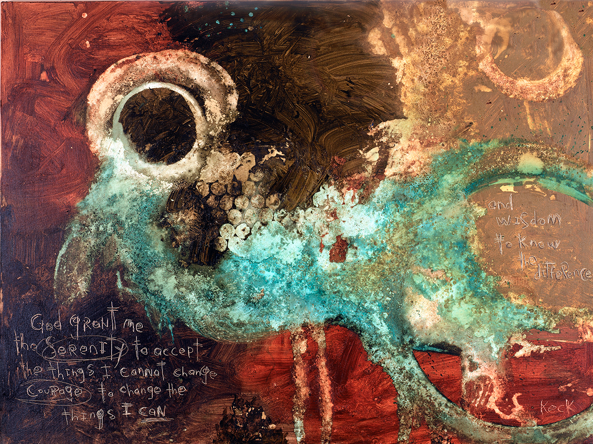 Scripture art.  abstract paintings and prints embedded with scripture by Michel Keck.