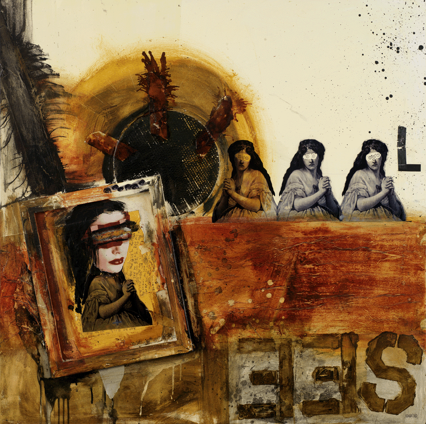 MIXED MEDIA ART Canvas Print of See No Evil