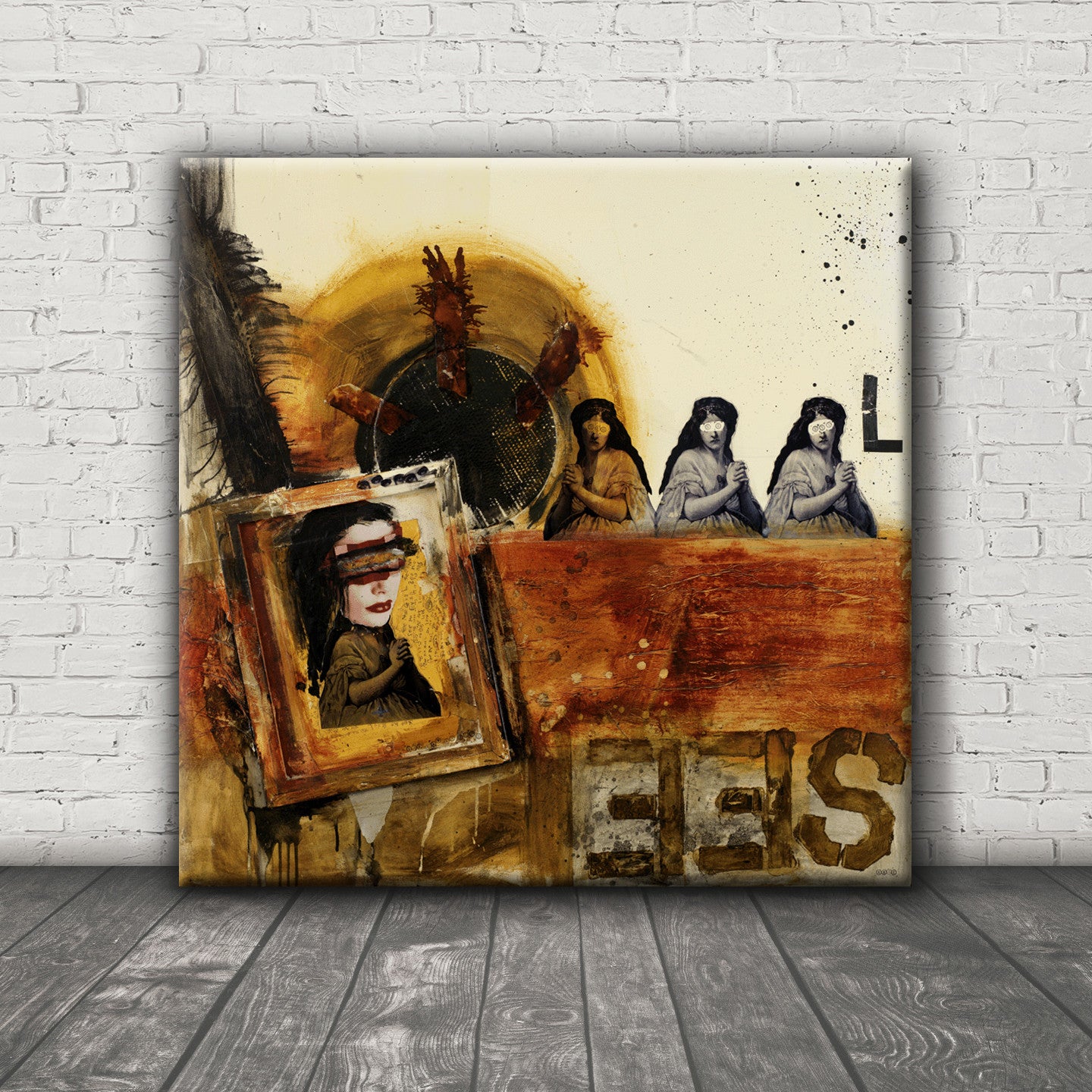 MIXED MEDIA ART Canvas Print of See No Evil