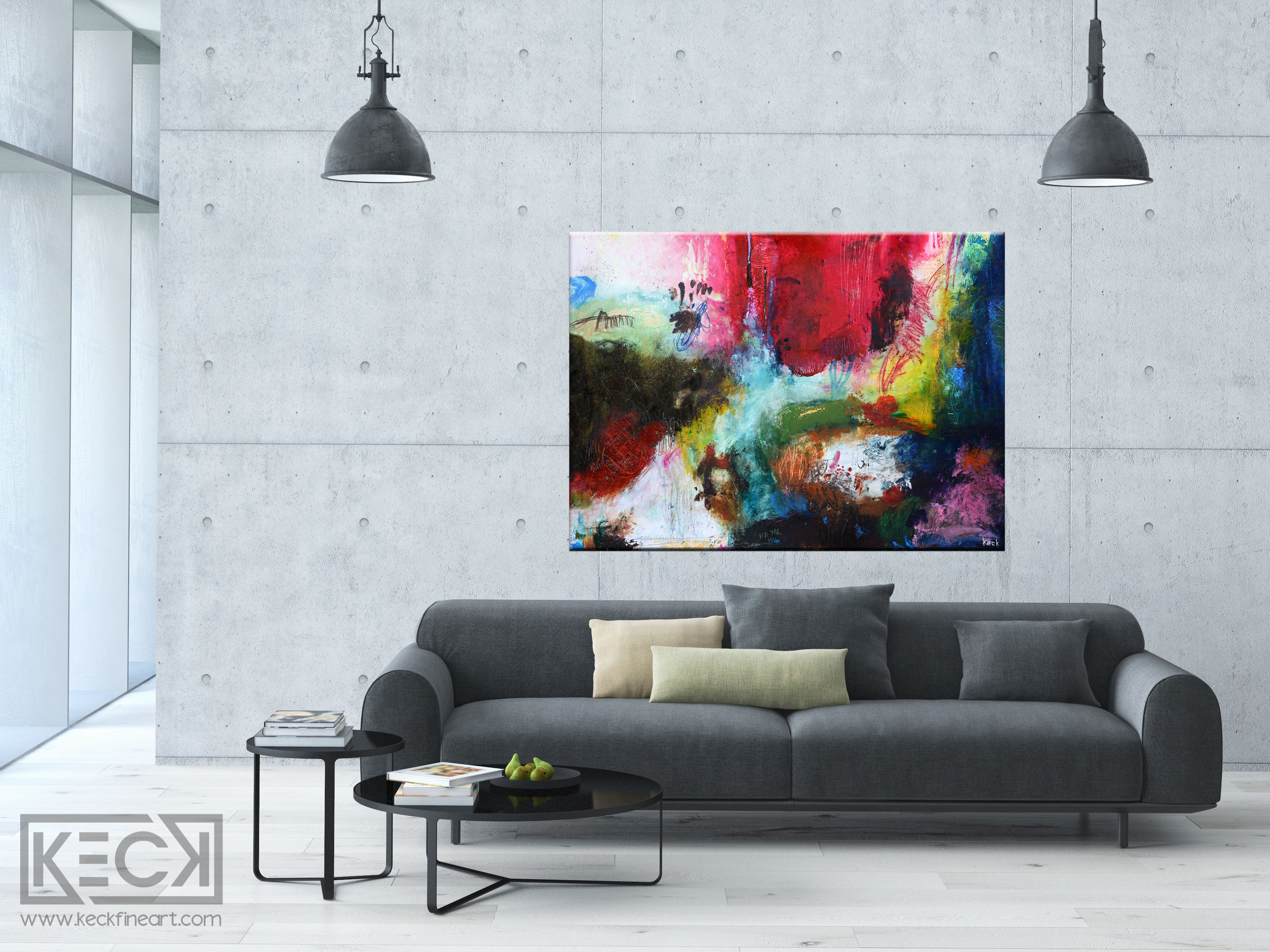 brightly colored abstract art prints of o michel keck in all sizes