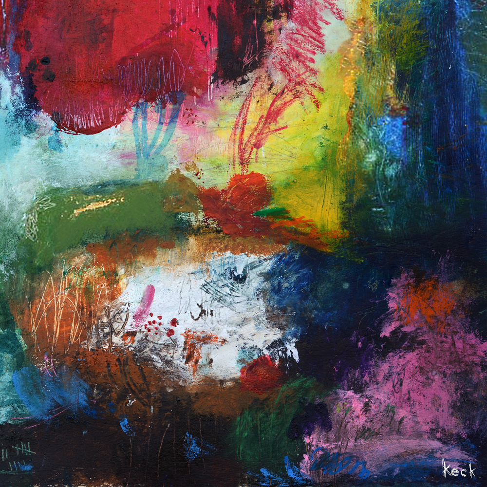 Michel Keck paints in wild and vivid color combinations giving amazing pops of color to any decor