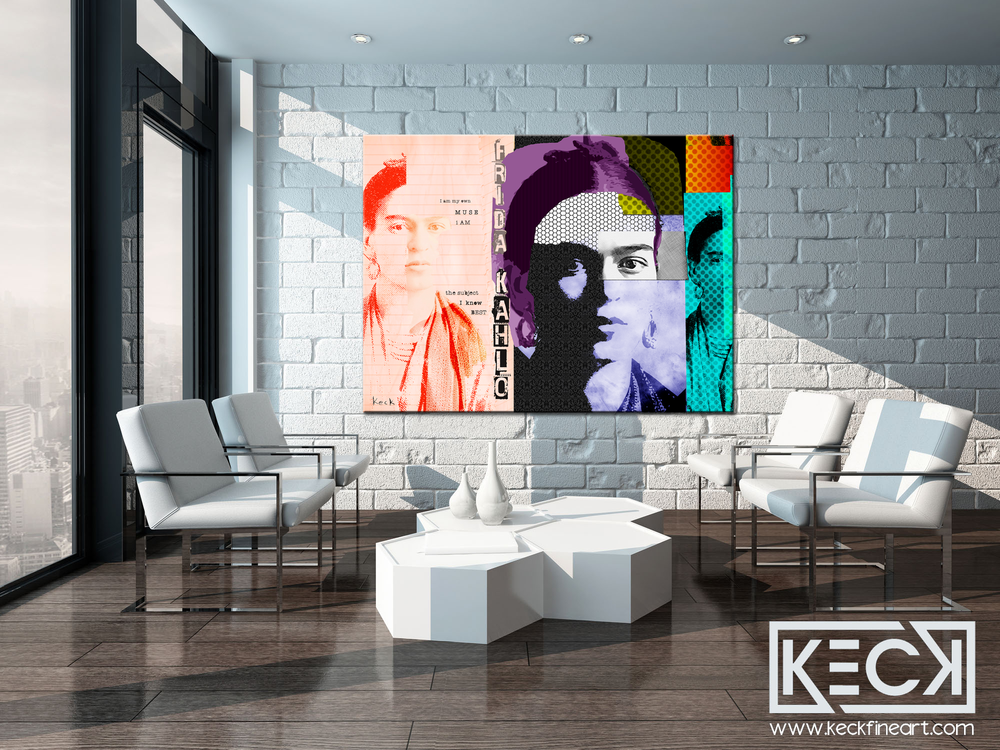 Art Print of Frida Kahlo.  Frida Kahlo abstract collage portrait.  Modern art pop art Frida Kahlo Collage