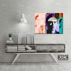 Frida Kahlo Abstract Collage Art Print.  Michel Keck pop art abstract collage portrait of artist Frida Kahlo