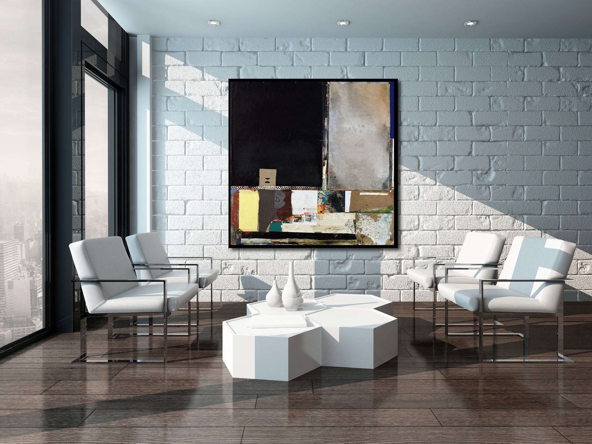 Original Mixed Media painting<br> on Canvas in Floater Frame<br>Title: Getting Even