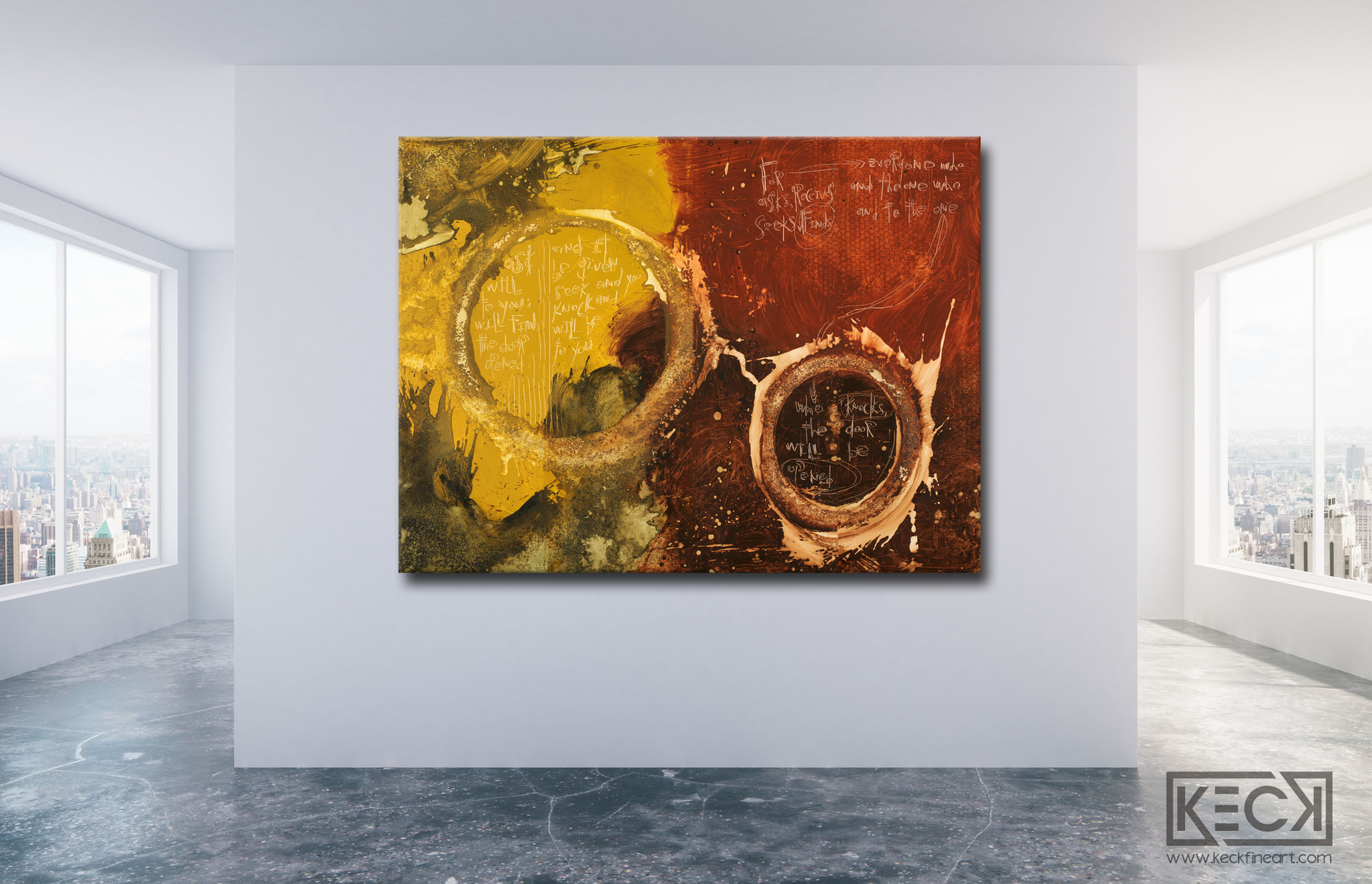 Raw & Organic Matthew 7 scripture art print by Michel Keck, ask, seek, knock art print in earthy raw colors.
