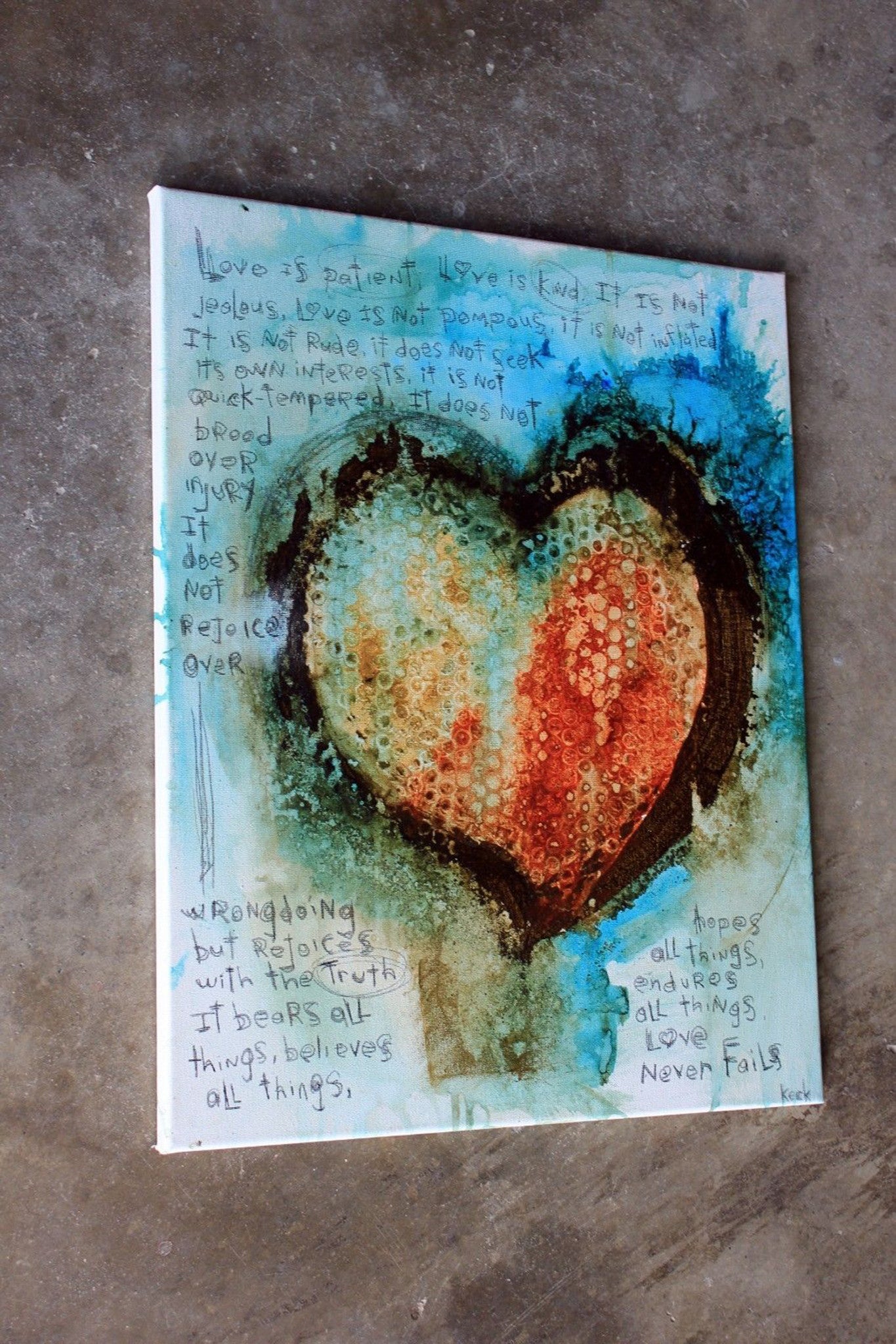 Abstract Scripture Heart<br>Canvas Print<br>1 CORINTHIANS 13
