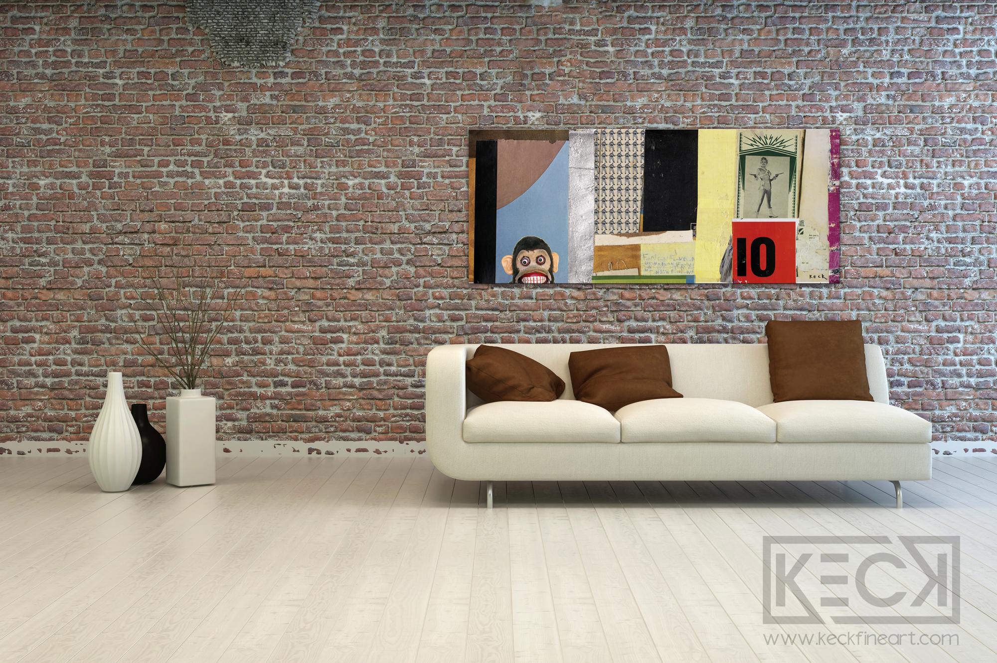 Abstract Vintage Toy Monkey Modern Art Print by Michel Keck