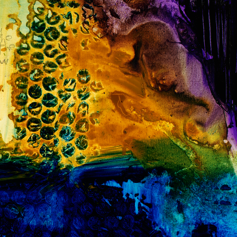Yelow, purple green blue abstract art prints